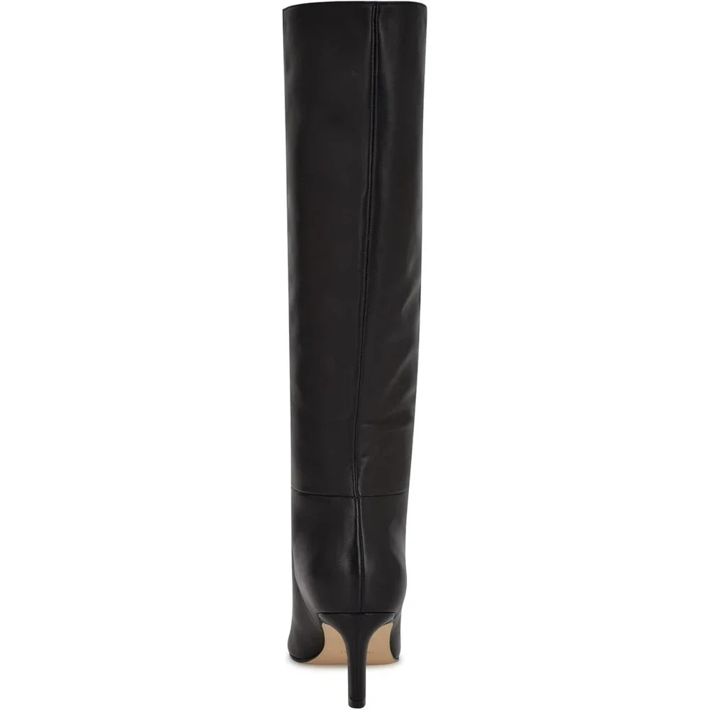 Nine West Women's Lorthey Knee High Boot Size 7.5 Black Leather Stiletto Heel